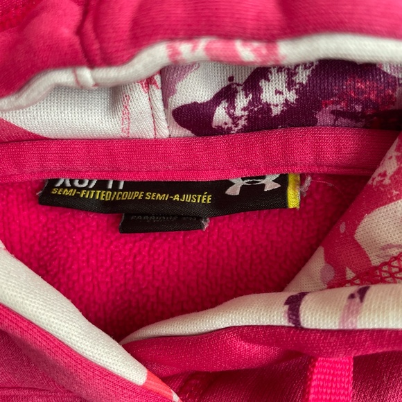 Under Armour Hoodie Womens Pink XS ColdGear Fleece Big Logo Semi-Fitted 1221640 - Picture 7 of 13